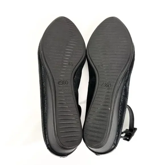 easyspirit e360 Glossy‎ Leather Stretch Pointed Toe Zip Wedge Low Heel 8.5 Wide - Picture 5 of 13